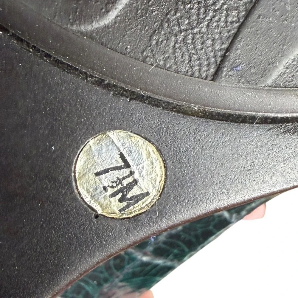 Donald J Pliner Green‎ Loafers Croc Wedge Made in Italy Women's Size 7M